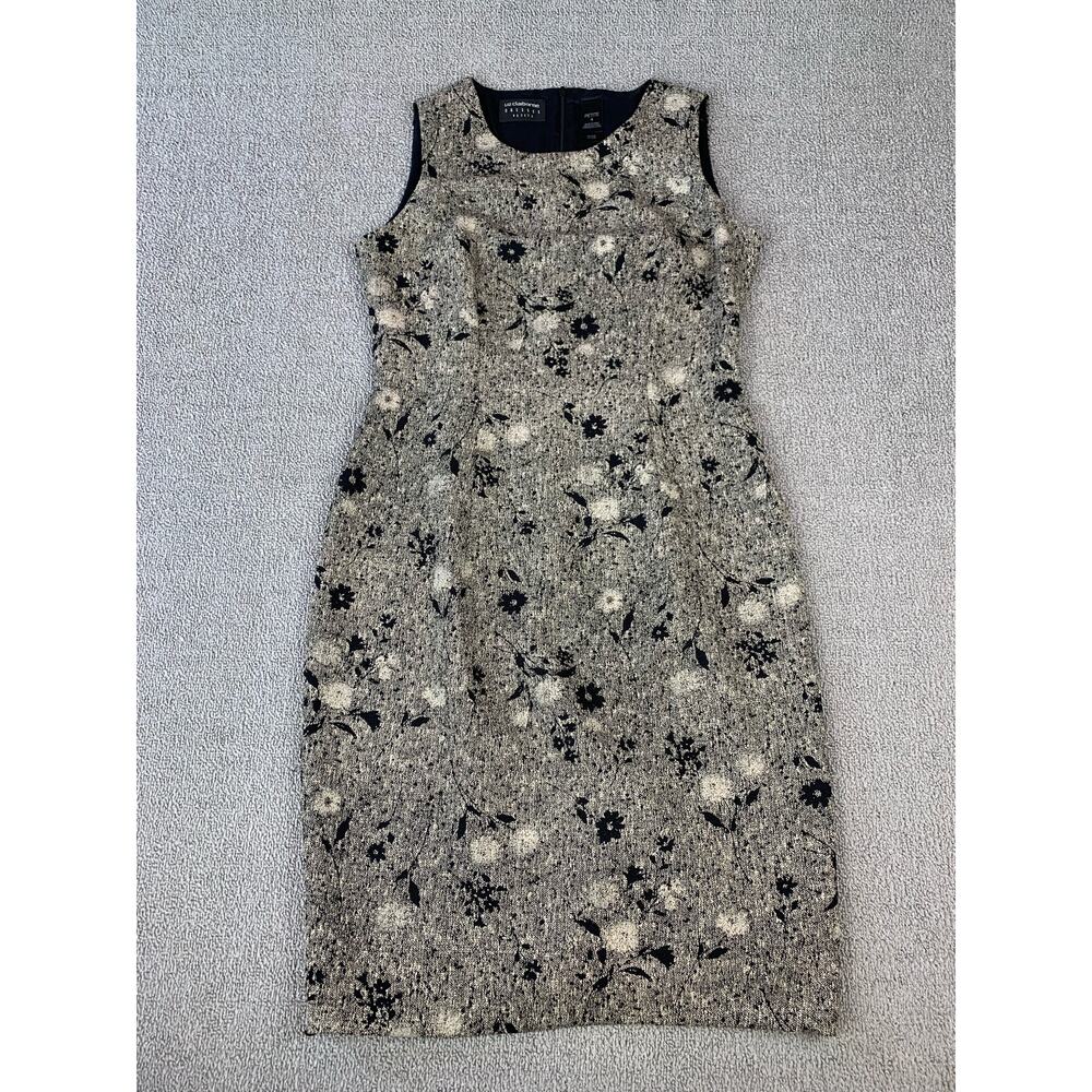 Liz Claiborne Dress Sleeveless Sheath Petite Floral Neutral Career Size 4 Petite